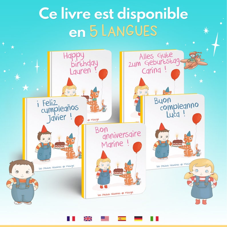 Livre enfant Bon anniversaire couverture et pages rigides personnalisées à son prénom image 4