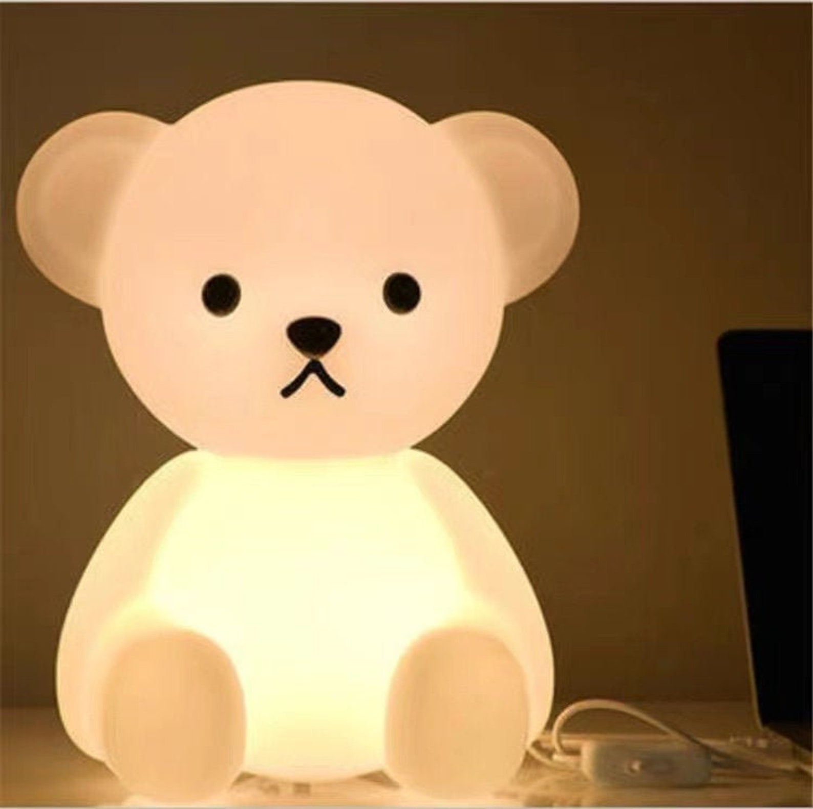 White teddy bear night light nightstand night lamp home Etsy