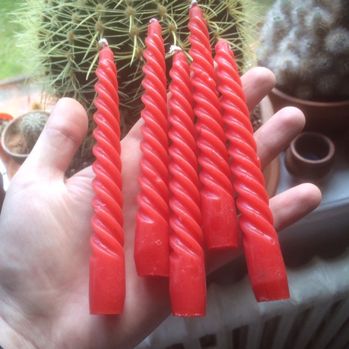 5 x Red Twisted Spiral Taper Dinner Candle Etsy