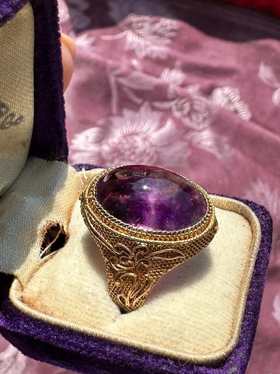 Chinese Export 800 Silver Adjustable Ring.  Gold … - image 2