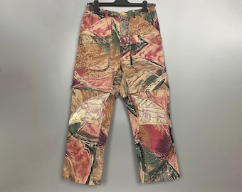 Zip off Cargo Pants with Abstract Print and Upcycled Patches
