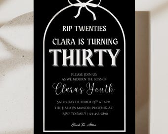 RIP Twenties Birthday Invitation | Editable Halloween Themed 30th Birthday Invite | Spooky Funeral for My Youth Party | Digital Download