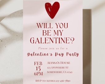 Galentine’s Day Invitation Template | Will You Be My Galentine Invite | Editable Canva Party Invitation | Girls Night Valentine