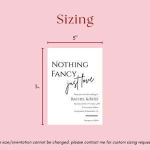 Minimalist Wedding Invitation Template | Nothing Fancy Just Love Invite | Simple Elegant Modern Wedding Card | Editable Canva Download image 5