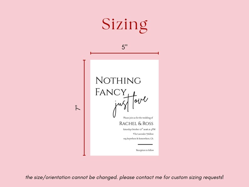 Minimalist Wedding Invitation Template | Nothing Fancy Just Love Invite | Simple Elegant Modern Wedding Card | Editable Canva Download image 5