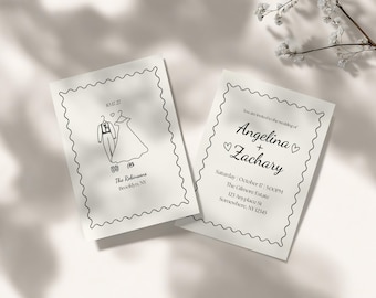Minimalist Wedding Invitation Template: Black & White Calligraphy (DIY Instant Download)