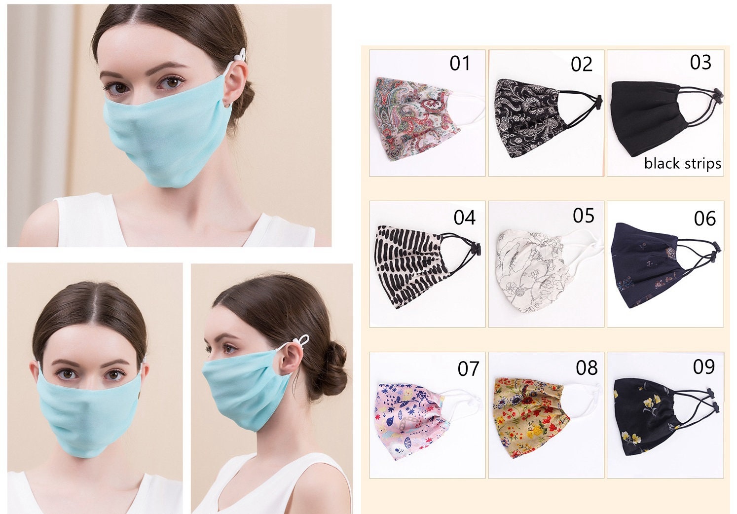 100 silk breathable face mask 30 colors6A Grade Mulberry Etsy