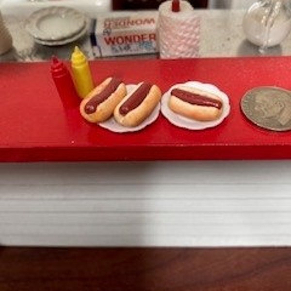 Mini Hot Dogs!  Get your hot dogs here!  3 hand crafted hot dogs