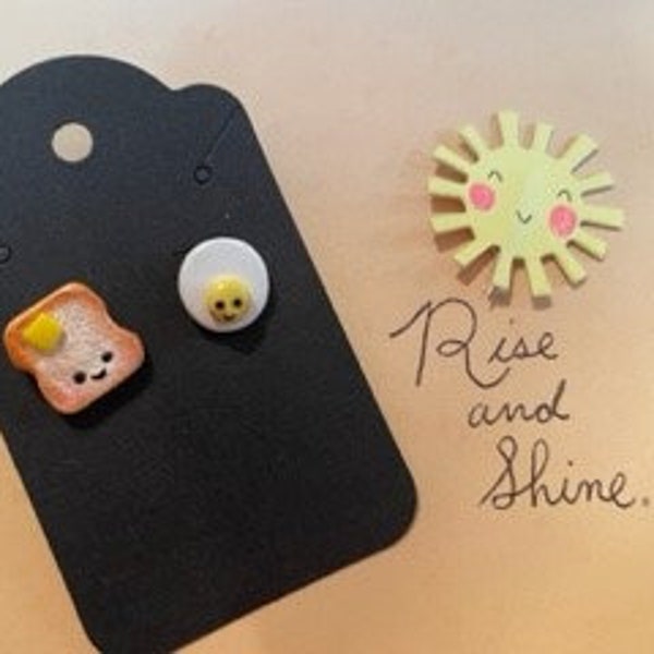 Egg and Toast Post Earrings!  Get em while they're hot