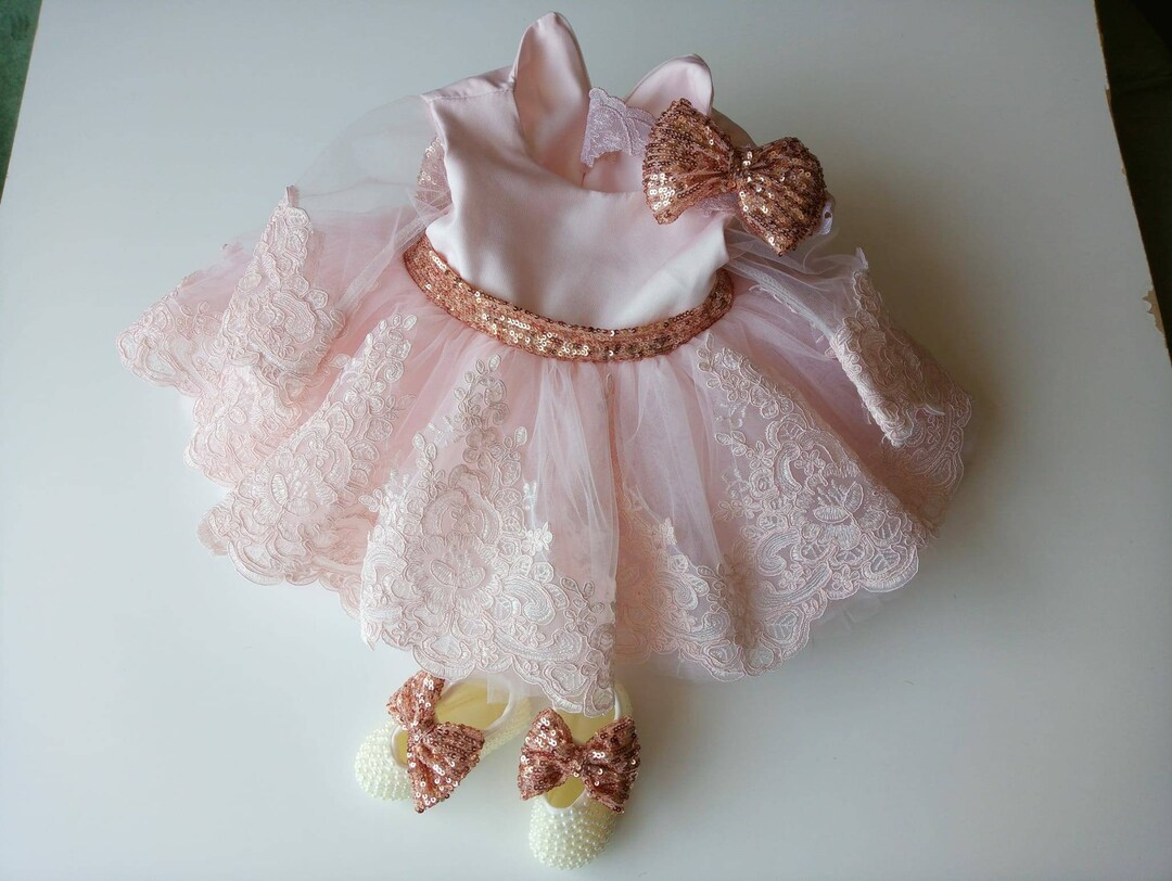 Illusion Beaded Tulle Flower Girl Dress with Feather Blushing Pink