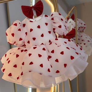Red Heart Tutu Dress: Valentine's Day Velvet Bow Baby Outfit