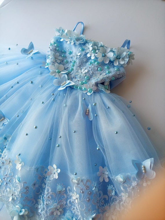 light blue baby girl dress Enchanted Sky Blossom Flower Girls' Dress 12M main image 1