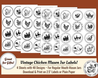 Vintage Chicken Mason Jar Labels