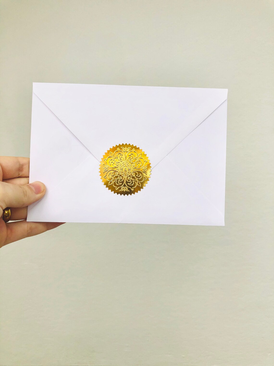 12 Luxury Gold Foil Seals Embossed Envelope Seal Wedding Etsy