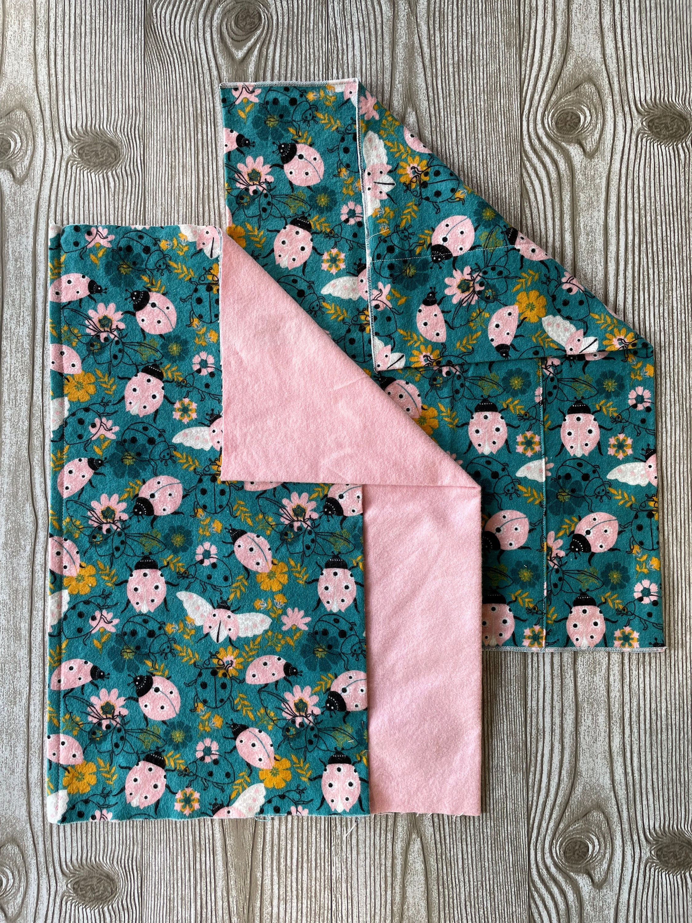 Baby Blanket and Burp Cloth Set Receiving Blanket Pink Ladybugs and