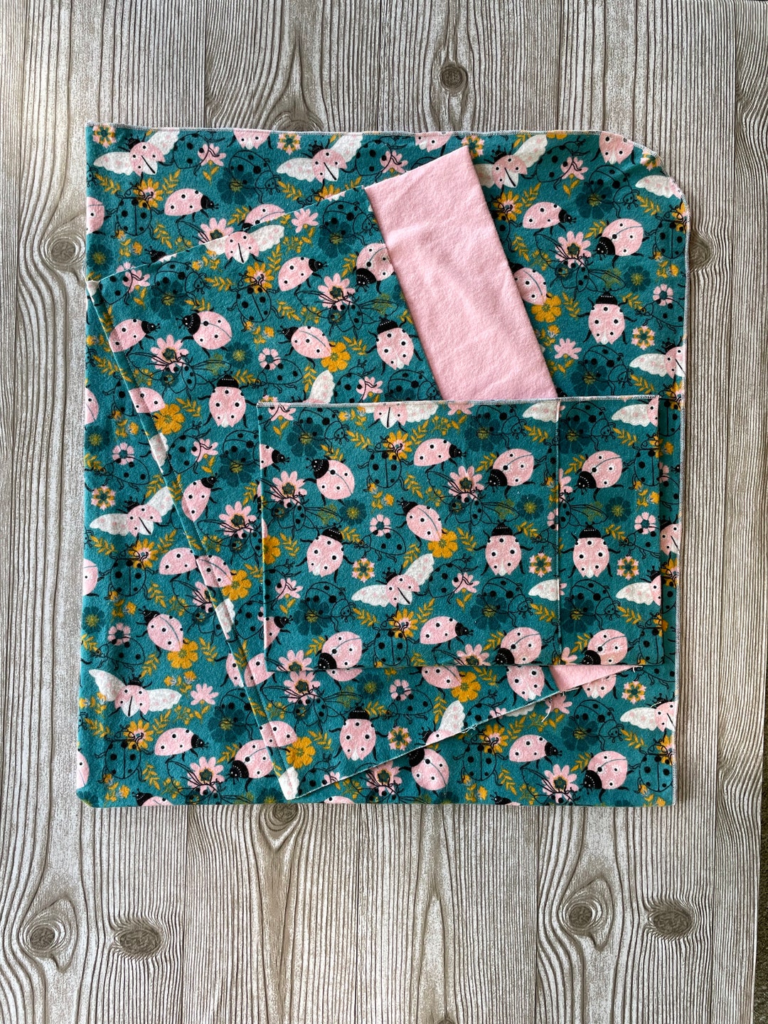 Baby Blanket and Burp Cloth Set Receiving Blanket Pink Ladybugs and