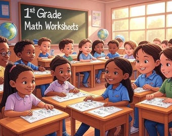 First Grade Math Worksheet, 250 Intermediate Addition & Subtraction Problems, Word Problems, 1st Grade Number Sense, Answer Key