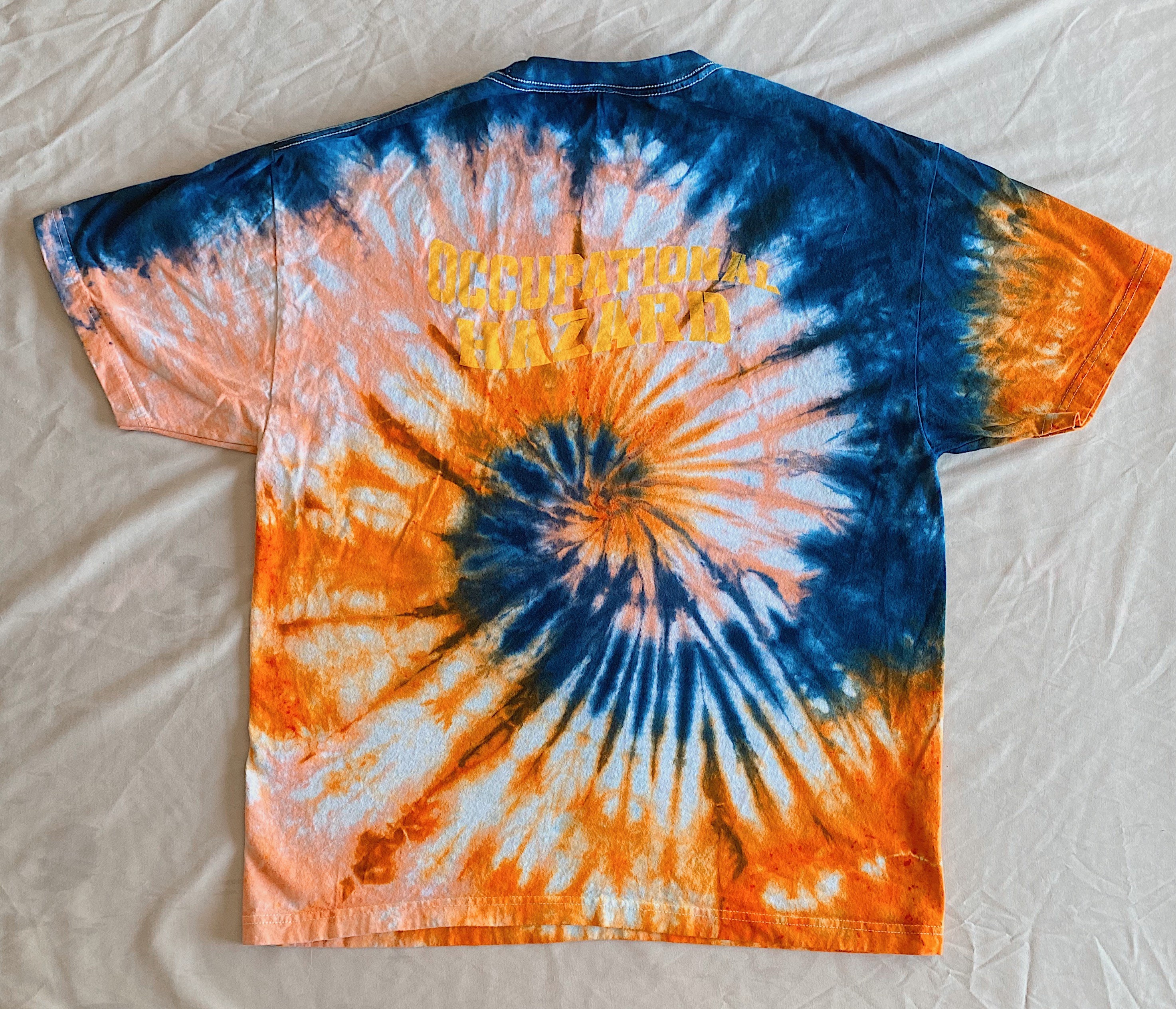XL blue/orange Mozzy Occupational Hazard tie dye t shirt | Etsy