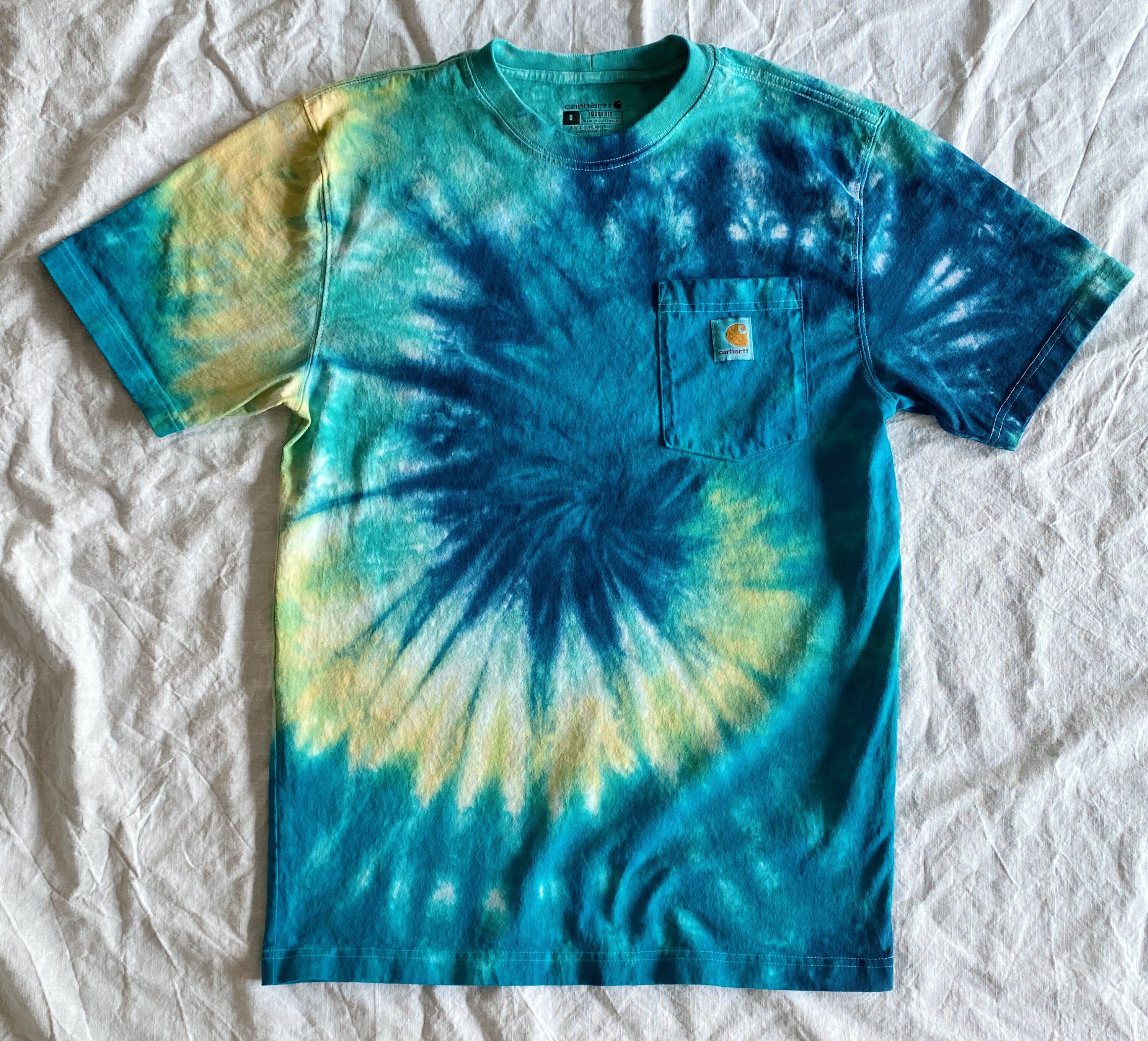 S Green/yellow Tie Dye Carhartt T Shirt 