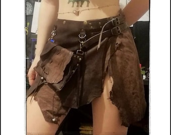 Leather Skirt,Barbarian Costume,Viking Costume,Viking Clothes,Tribal Festival Skirt,Boho Leather Skirt for Women,Barbarian Leather Skirt