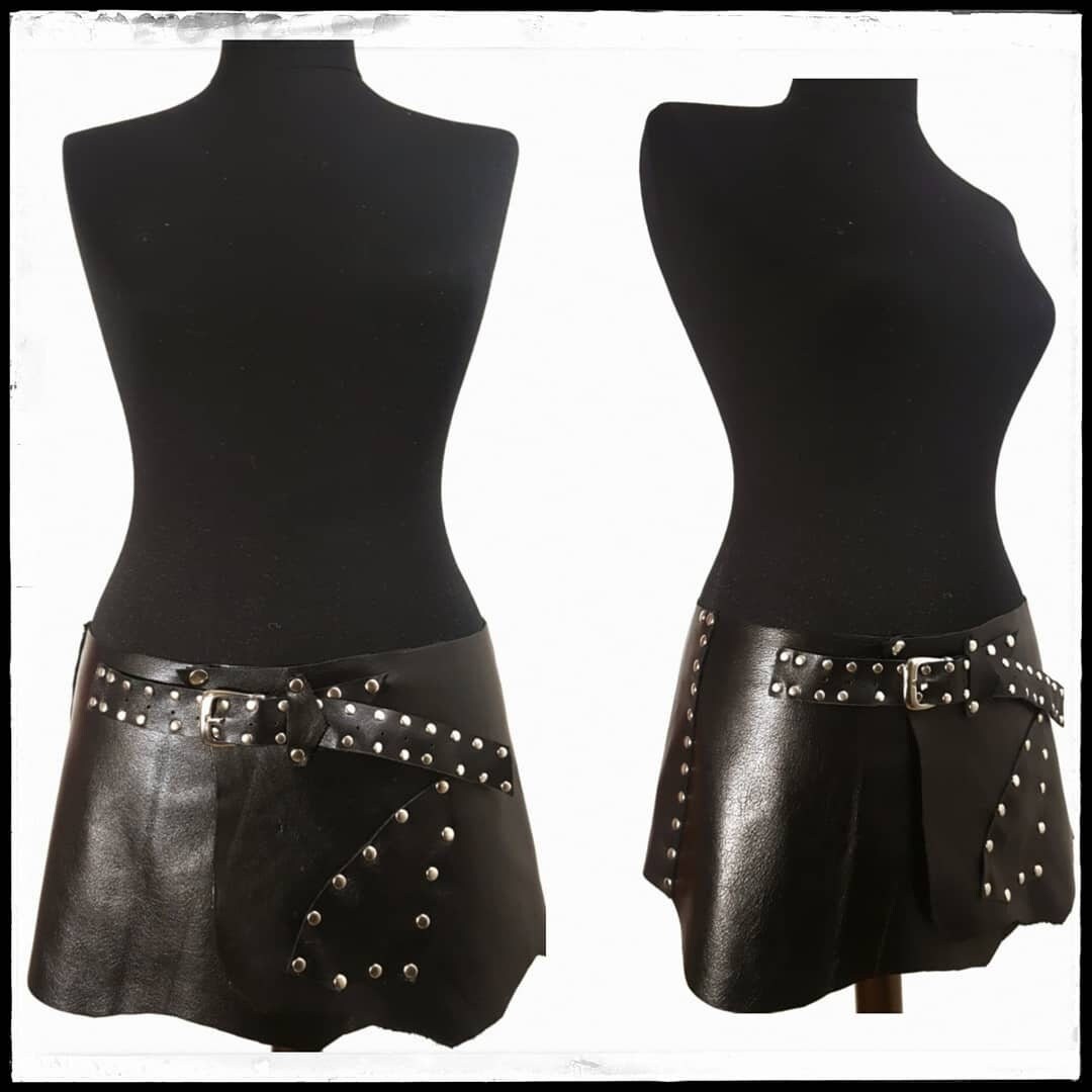 Black Leather Mini Skirt Belt Black Leather Mini Skirtblack Etsy