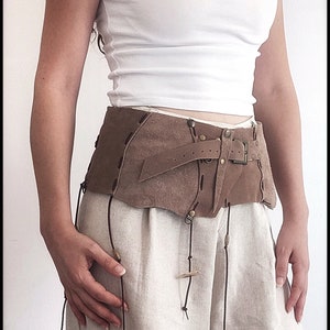 Nubuck Leather Corset Belt: Bohemian Festival Bag, Tribal Barbarian Style