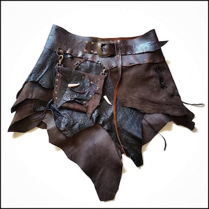 Barbarian Festival Skirt | Leather Tribal Skirt | Handmade Asymmetric Leather Viking Skirt – Festival & Boho Style