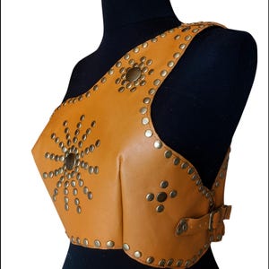 Handmade Leather & Brass Studded Warrior Bra: Gothic Festival Cosplay Top