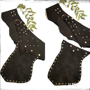 Handmade Black Leather Festival Belt with Separable Pocket