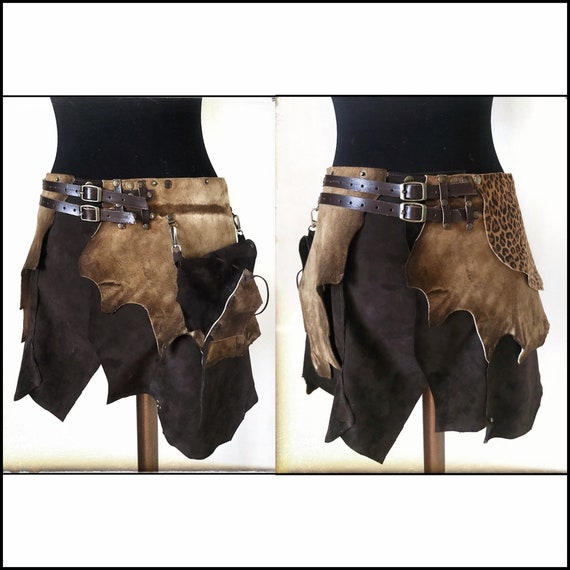 Leather Brown Viking Belt With Leather Skirt Style Viking
