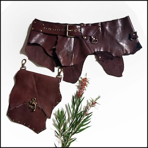 Brown Leather Festival Belt Bag: Tribal Bohemian Belt