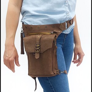 Sac banane en cuir véritable, sac banane, sac de jambe, sac de cuisse, sac de moto et de motard