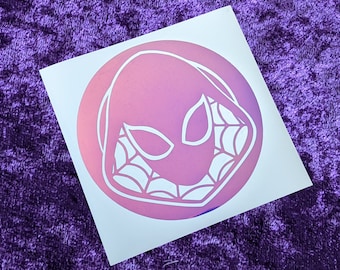 Spider-Gwen Symbol Permanent Vinyl Decal in Magical Holographic or Various Colors