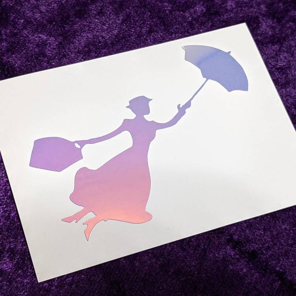 Mary Poppins Permanent Vinyl Decal in Magical Holographic or Various Colors