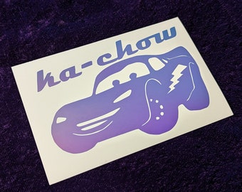 Lightning McQueen Ka-Chow Cars Movie Permanent Vinyl Decal in Magical Holographic or Various Colors