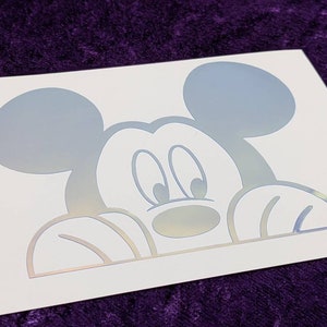 Peeking Mickey Permanent Vinyl Decal in Magical Holographic or Various Colors image 5