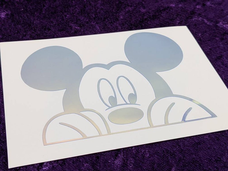 Peeking Mickey Permanent Vinyl Decal in Magical Holographic or Various Colors image 5
