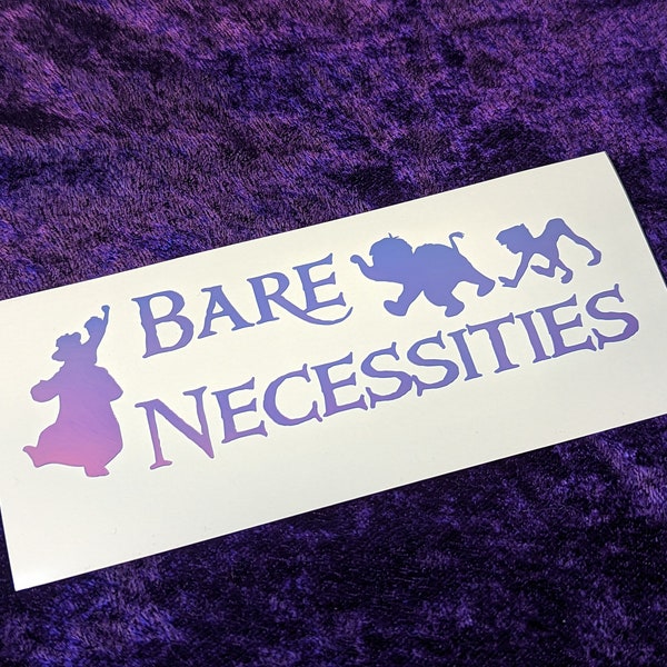 Bare Necessities Jungle Book Permanent Vinyl Decal in Magical Holographic or Various Colors