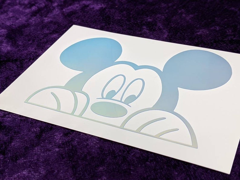 Peeking Mickey Permanent Vinyl Decal in Magical Holographic or Various Colors image 4