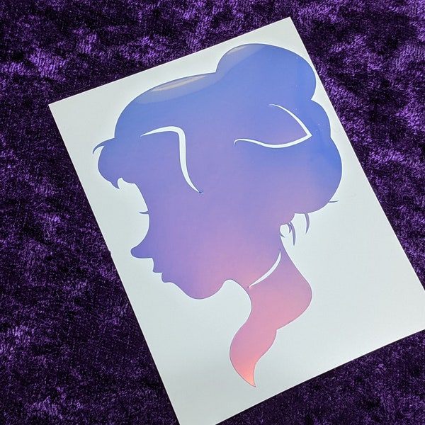 Jane Side Silhouette Permanent Vinyl Decal in Magical Holographic or Various Colors