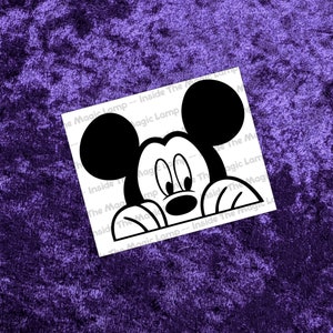 Peeking Mickey Permanent Vinyl Decal in Magical Holographic or Various Colors image 2