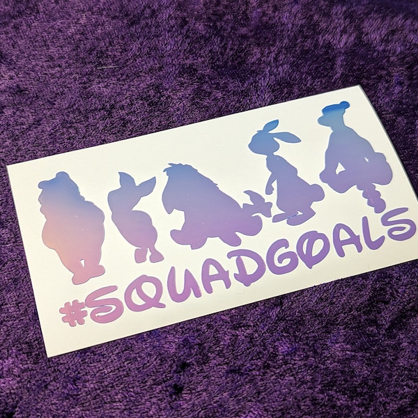 Winnie The Pooh Squad Goals Vinyl Decal in Magical Holographic or Various Colors