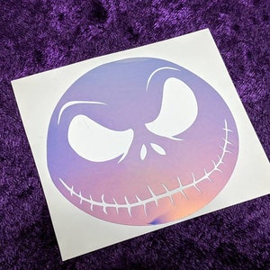 Jack Skellington Face Nightmare Before Christmas Permanent Vinyl Decal in Magical Holographic or Various Colors