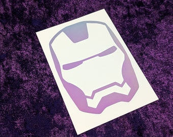 Iron Man Helmet Permanent Vinyl Decal in Magical Holographic or Various Colors