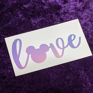 Love Mickey Permanent Vinyl Decal in Magical Holographic or Various Colors