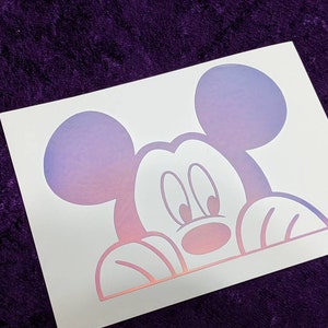 Peeking Mickey Permanent Vinyl Decal in Magical Holographic or Various Colors image 1