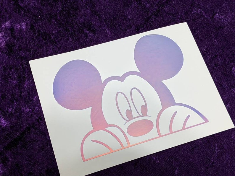 Peeking Mickey Permanent Vinyl Decal in Magical Holographic or Various Colors image 1