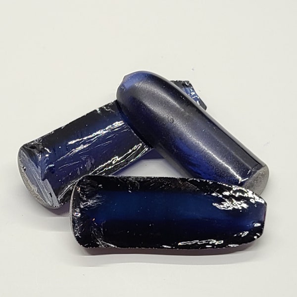 Blue #34 Lab Created Corundum Sapphire Faceting Rough for Gem Cutting - Various Sizes - Split Boule