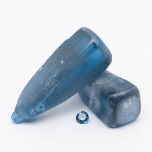 Teal Blue Mermaid #120 Lab Created Spinel Faceting Rough for Gem Cutting - Various Sizes