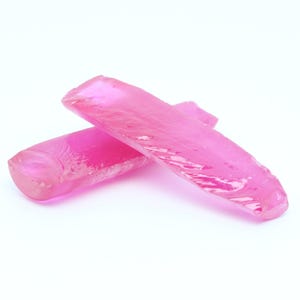 Vivid Pink #3 Lab Created Corundum Sapphire Faceting Rough for Gem Cutting - Various Sizes - Split Boule